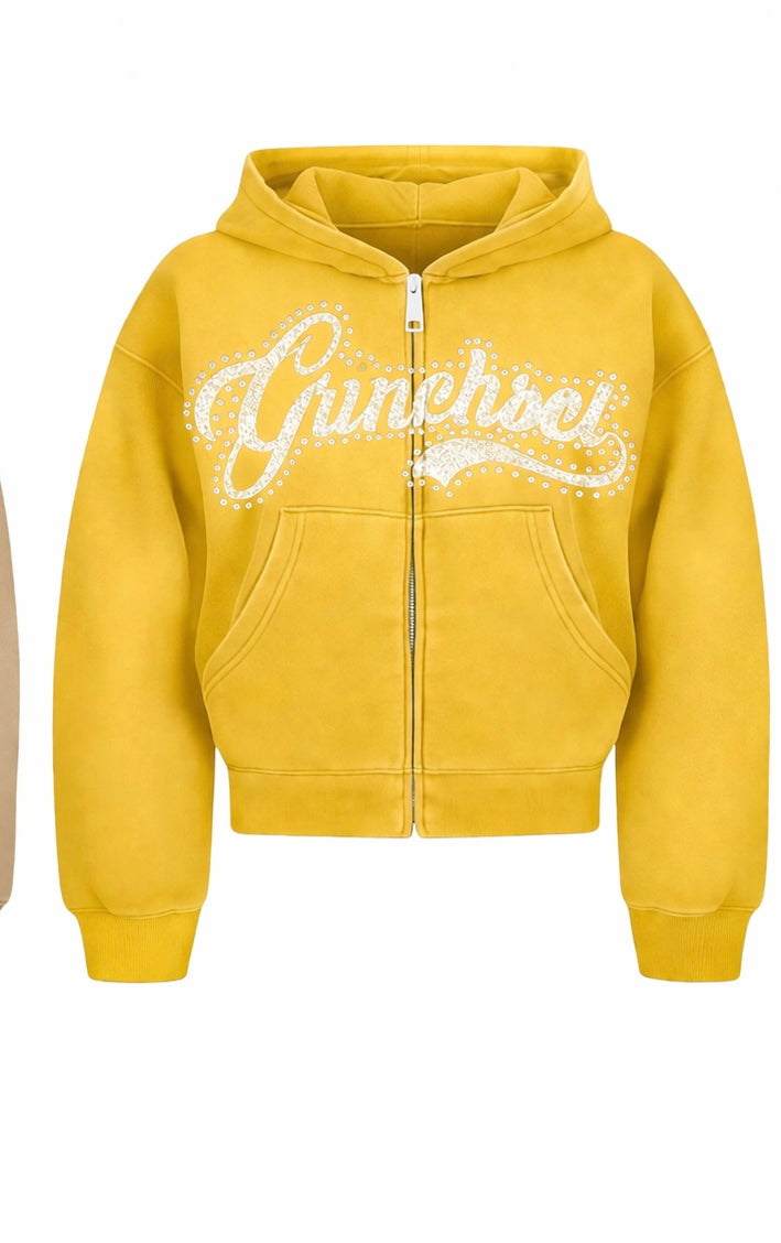 Acid Wash Grinchset Zip Up Hoodie